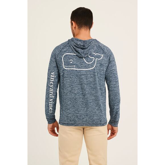 Vineyard Vines Long Sleeve Performance Hoodie Tee Heather Blue Size Small - Picture 1 of 6